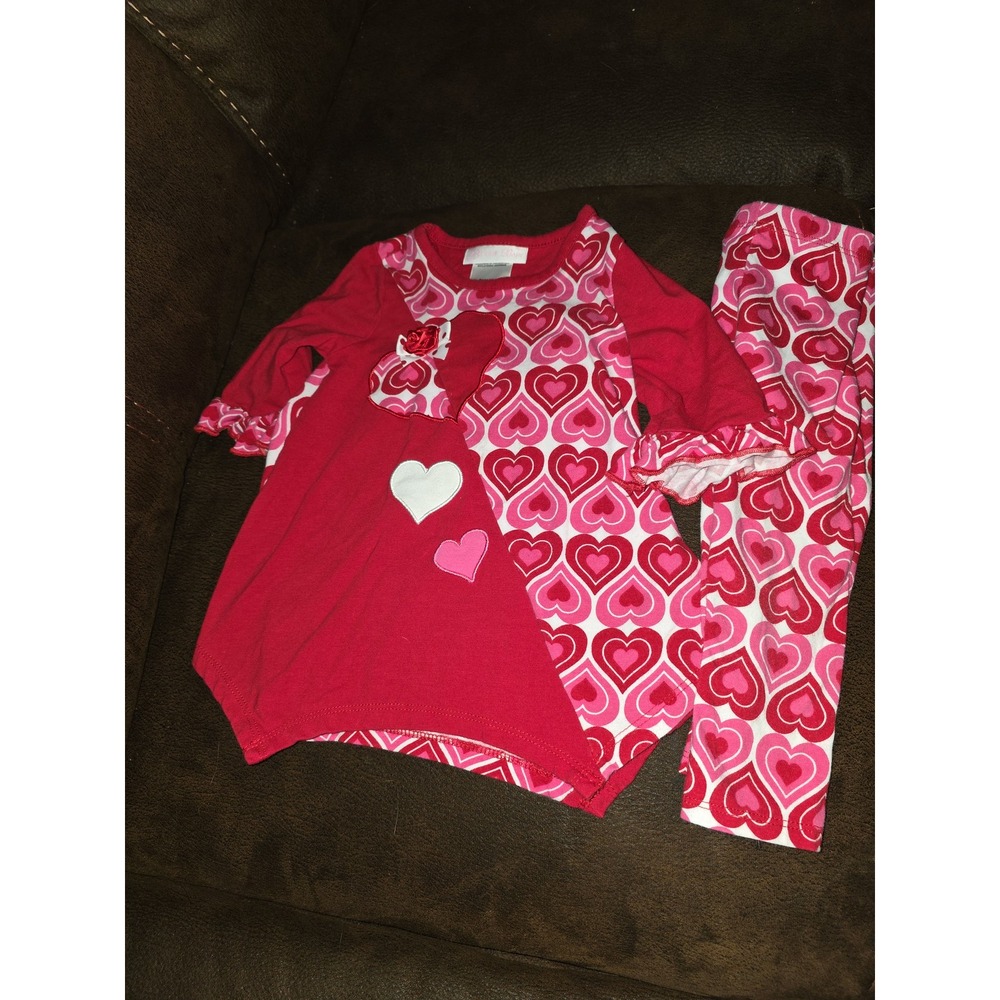Bonnie baby valentine's day heart dress and leggings size 18 months
